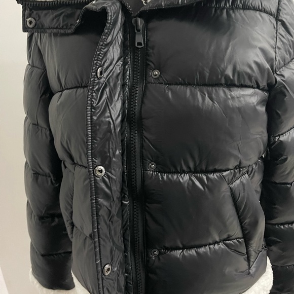 7 FOR ALL MANKIND PUFFER JACKET , BLACK AND WHITE FAUX FUR TRIM EXTRA WARM - Picture 7 of 16